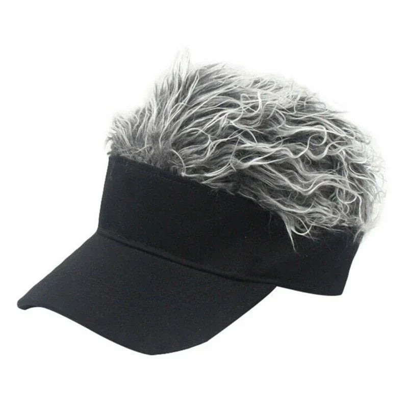 Unisex Funny Baseball Cap with Fake Flair Hair