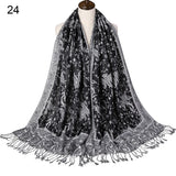 Pashmina Silk Scarf Shawl Wrap Paisley Jacquard Flowers