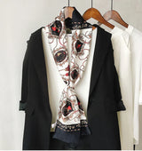 Choice Long Small Women Silk Scarf Tie Decorated