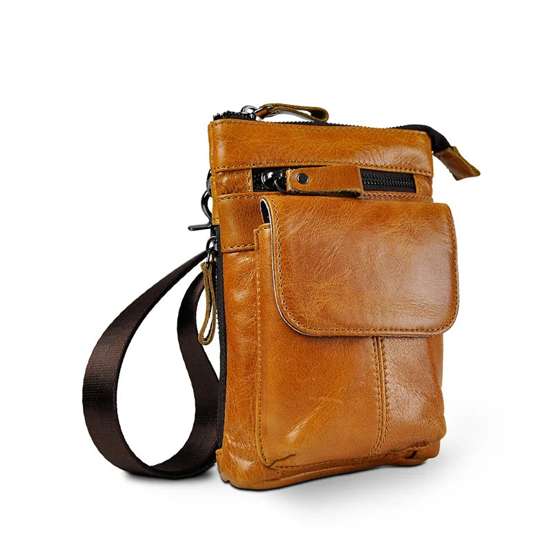 Original Leather Male Casual Design Mini Shoulder Messenger