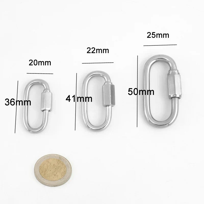 Screw Climbing Gear Carabiner Stainless Steel Gold Color