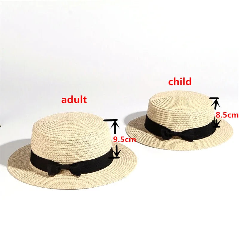 2019 Parent-child wholesale sun flat straw hat boater