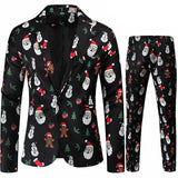 Red Printed Two-piece Men's Christmas Suit Jacket