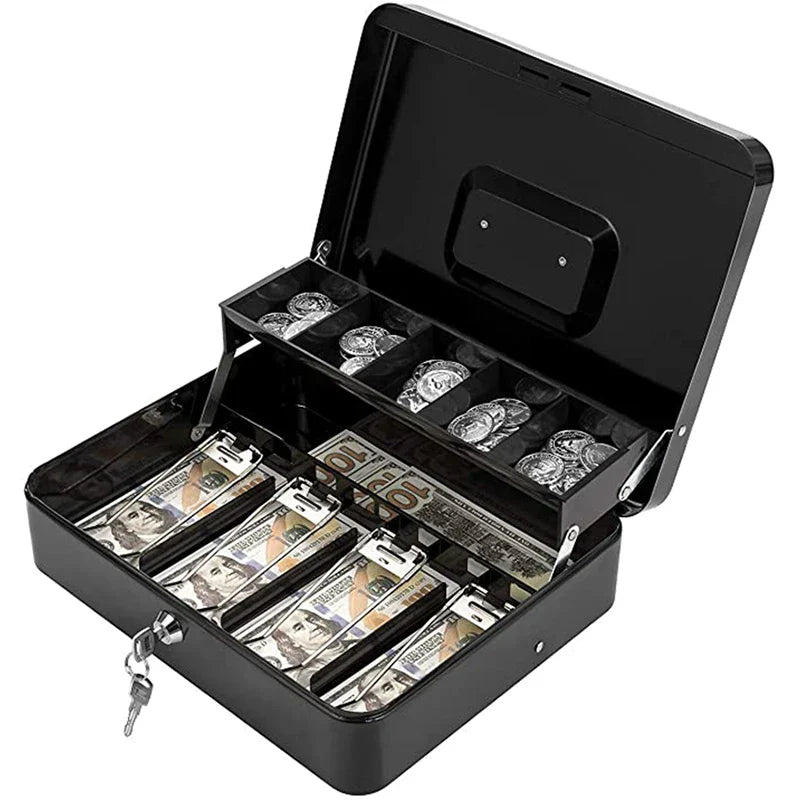 Locked Large Cashier Drawer Metal Cash Box 2