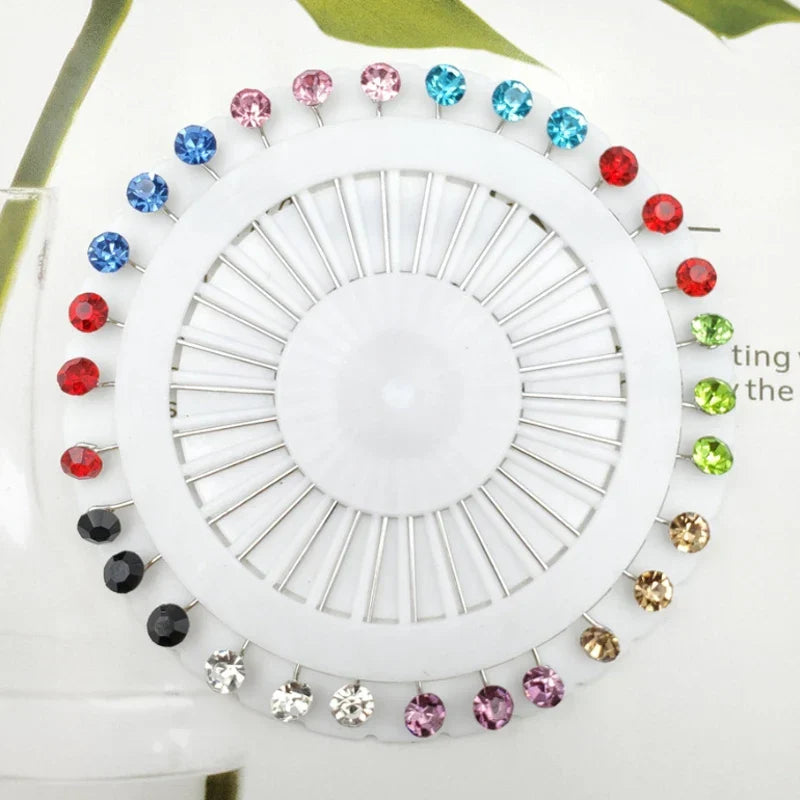 Multicolor Crystal Rhistones Flower Brooch Muslim Islamic Hijab
