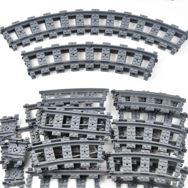 200PCS DIY City Train Rail Straight & Curved