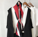 Choice Long Small Women Silk Scarf Tie Decorated