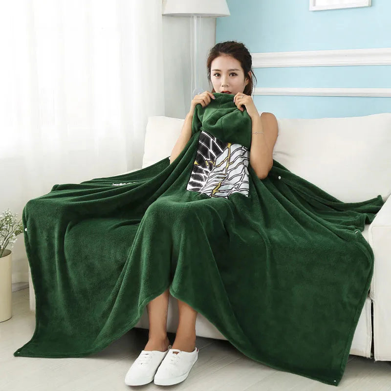 Attack on Titan Throw Blanket Wearable Cloak Cape