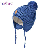 ENJOYFUR Warm Winter Baby Knitted Hats Real Fur