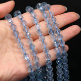 Natural Stone Beads Round Shape Faceted Blue Topaz