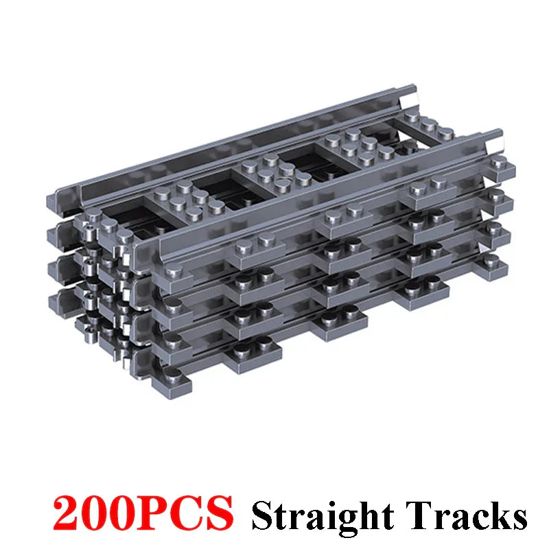 200PCS DIY City Train Rail Straight & Curved