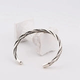 ANENJERY Silver Color Woven Twist Bracelet Bangle For