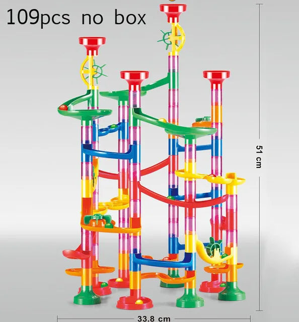 DIY Construction Marble Run Race Track Building Blocks