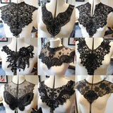 1 Pc Black Flower Neckline Collar Lace Applique