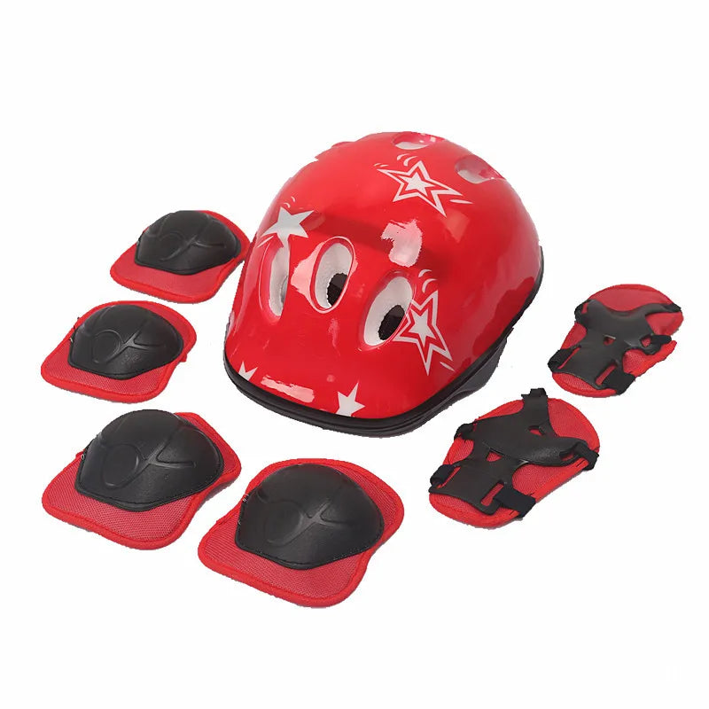 7Pcs/set Kids Boy Girl Safety Helmet Knee Elbow