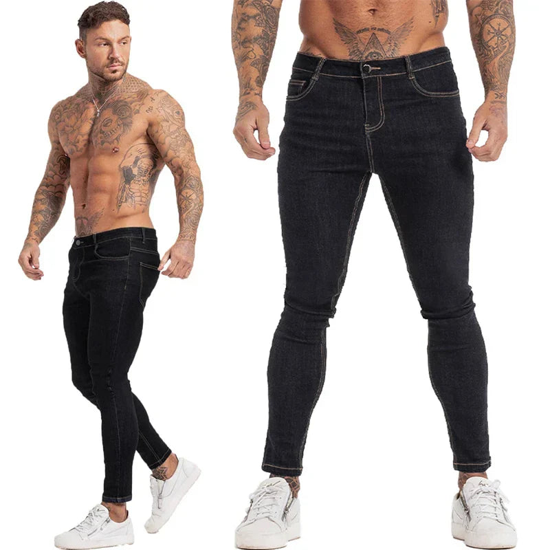 GINGTTO Jeans Men Elastic Waist Skinny Jeans Men