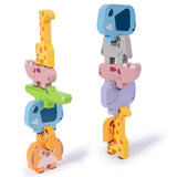 Wooden Animal Stacking Blocks Toy Shape Matching Puzzles