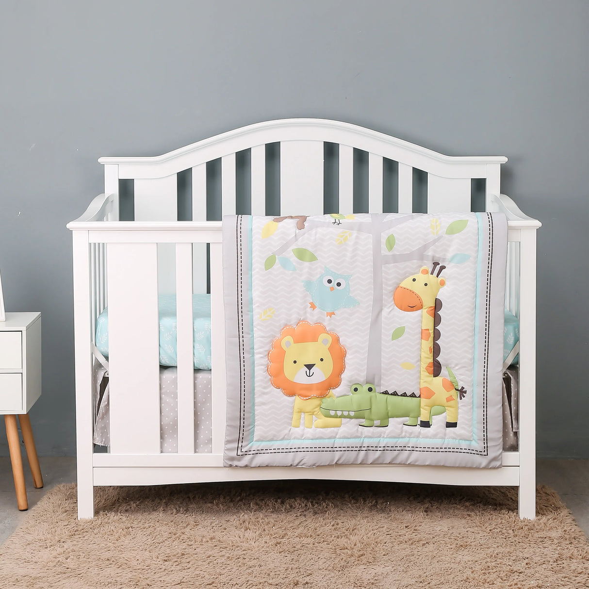 3pcs micro fiber brushed Baby Crib Bedding Set