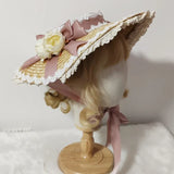 Japanese Lolita Sweet Handmade Straw Sun Hat Lace