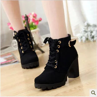 Boots Women Shoes Women Fashion High Heel Lace