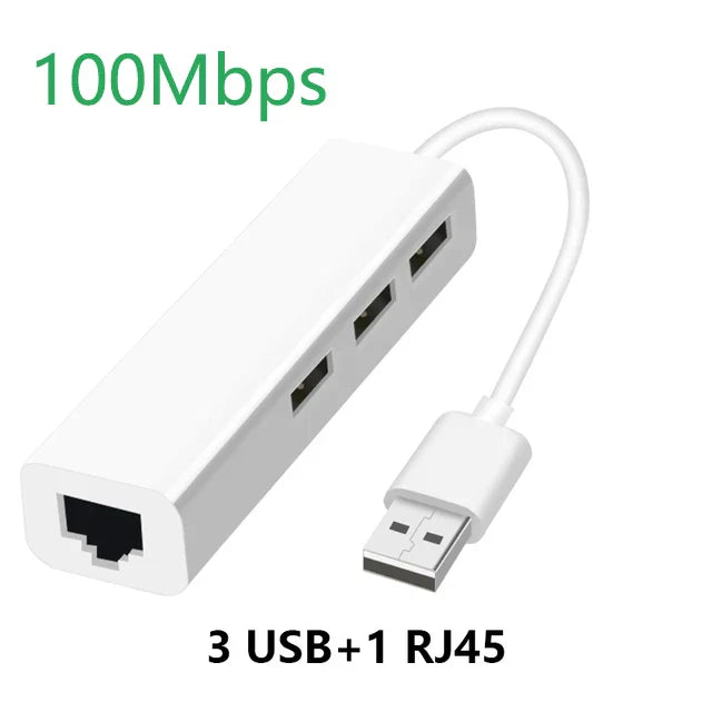 USB Ethernet with 3 Port USB HUB 2.0