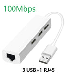 USB Ethernet with 3 Port USB HUB 2.0