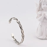 ANENJERY Silver Color Woven Twist Bracelet Bangle For
