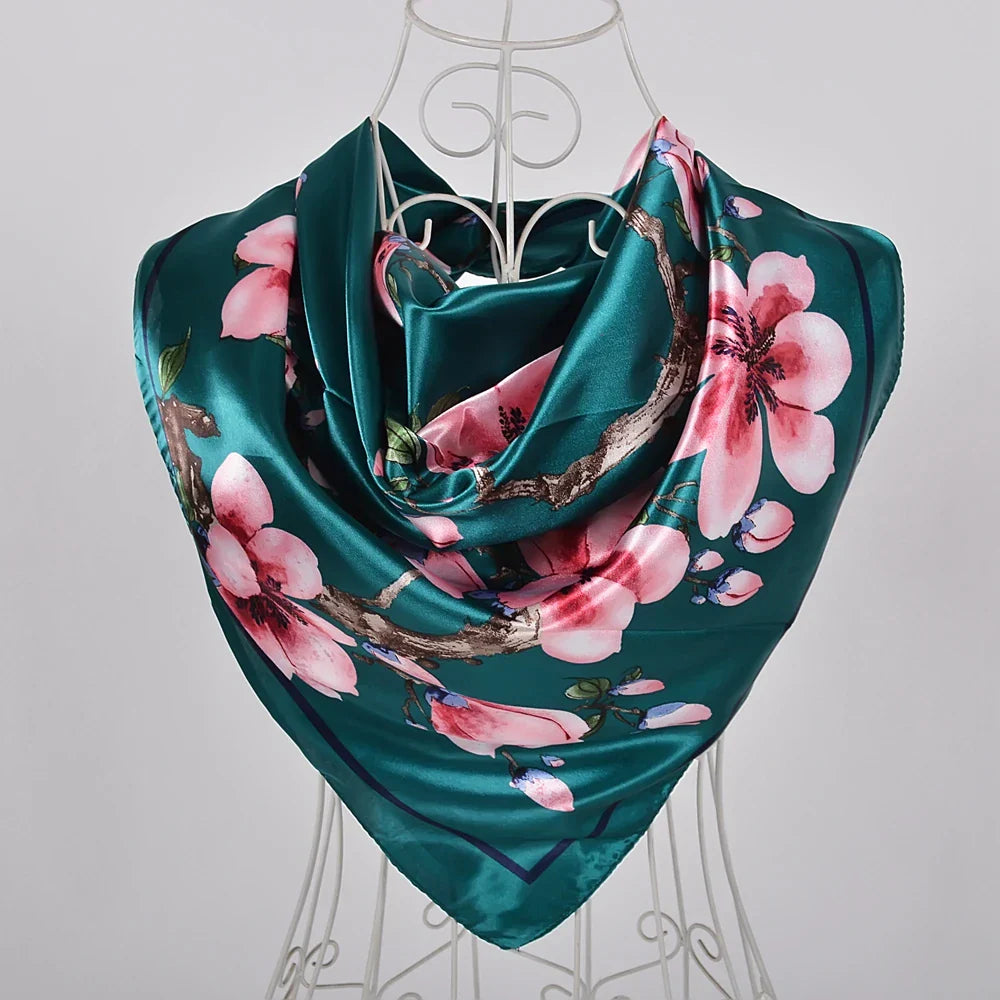 Spring And Autumn Female Satin Scarf,Big Square Scarves