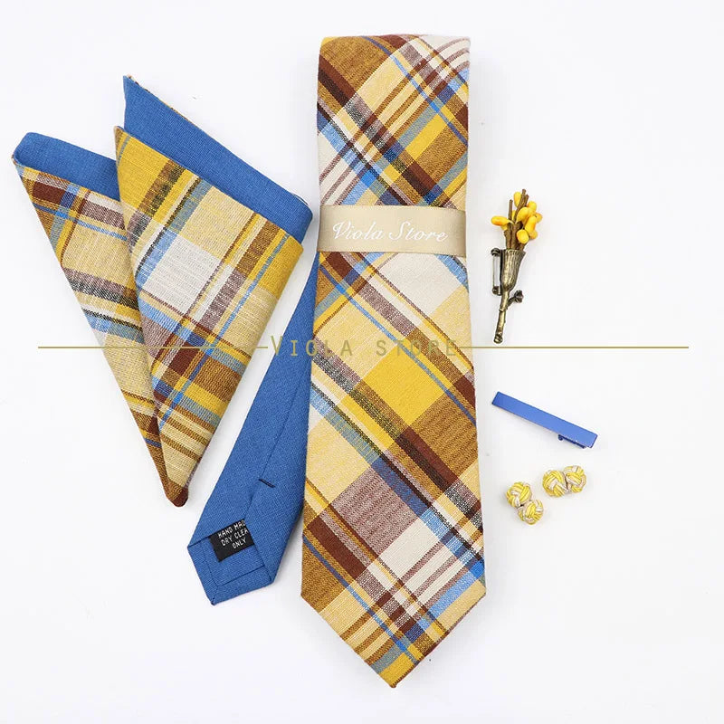 5 PCS Luxury Cotton Patchwork 7cm Tie Set