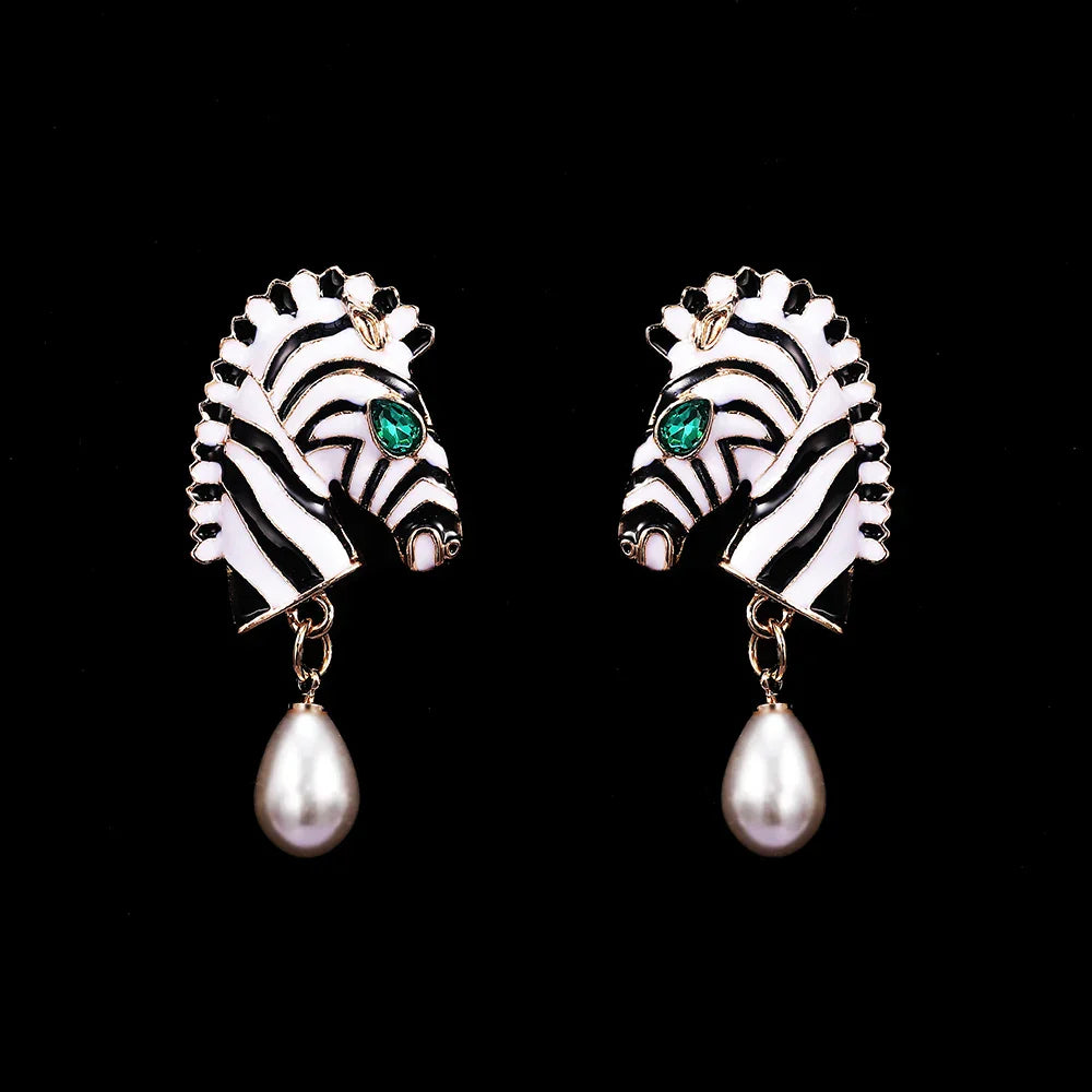 Huitan Fashion Zebra Head Shape Drop Earrings Women