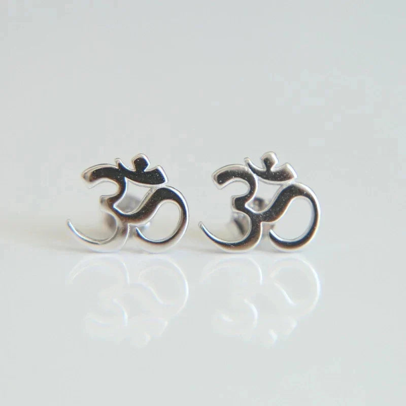 100% 925 Sterling Silver Earring Stud OM Ohm