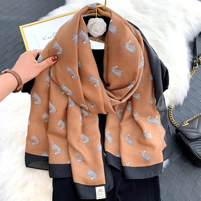 2023 New Plaid Cotton Pashmina Shawl Lady Wrap