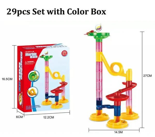 DIY Construction Marble Run Race Track Building Blocks
