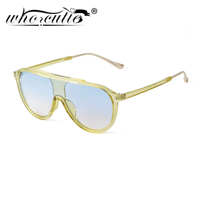 New Trendy Gradient Green Oversized Square Sunglasses Women