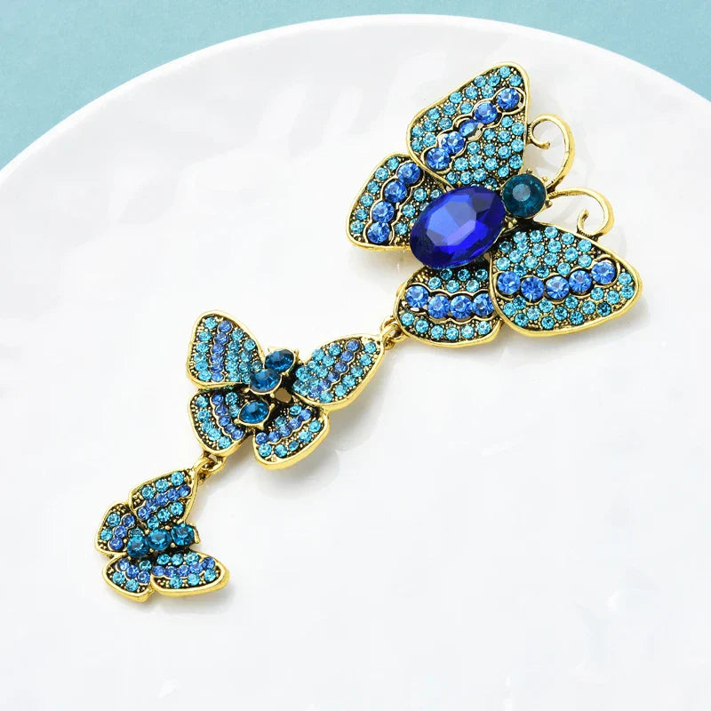 Wuli&baby Big Rhinestone Butterfly Brooches For Women Vintage