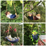 Creative Cute Frogs Cat Dog Resin Lying Santa