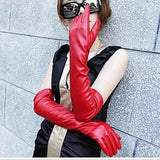 Hair women's long touch screen leather gloves 50cm