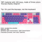 104 Keys Mechanical Keyboard PBT Keycaps Replacement Ergonomic