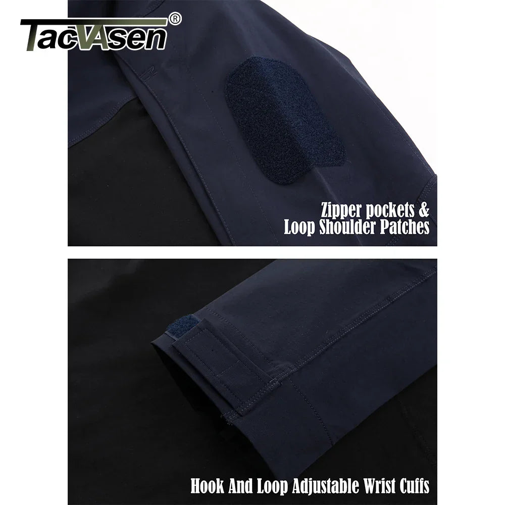 TACVASEN 1/4 Zipper Ripstops T-shirts With Zipper Pockets
