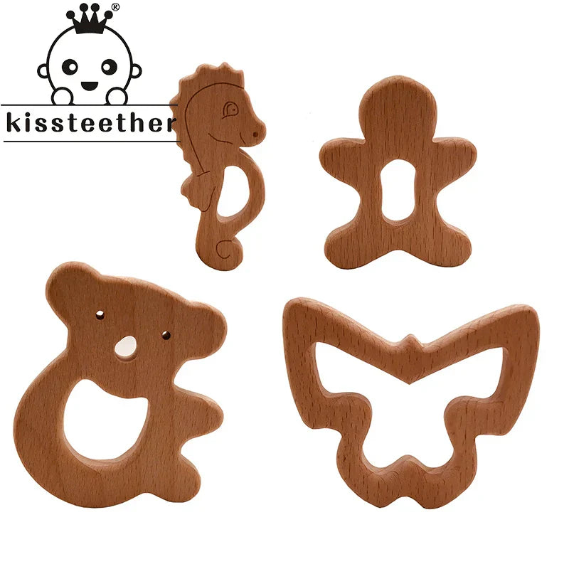 Kissteether 10pc/lot Organic Baby Wooden Teether Natural Teething