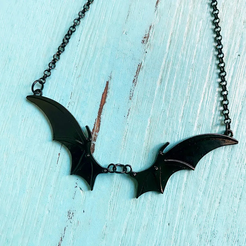 Goth Vampire Vintage Bat Wings Pendant Choker Necklace