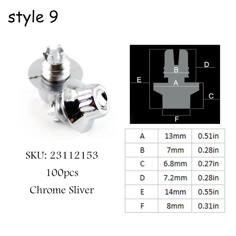 100pcs Various Sizes Wheel Rivets Nuts For Rim