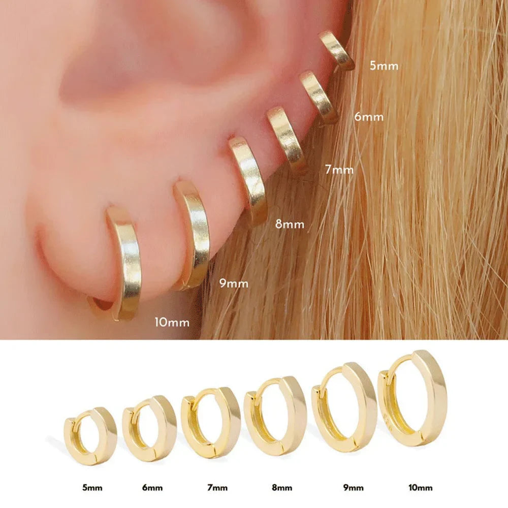 ANDYWEN 925 Sterling Silver Gold Plain 5mm 6mm