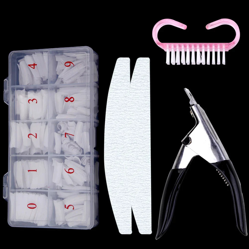 500Pcs/Box False Nails Tips Manicure Kit Nail File