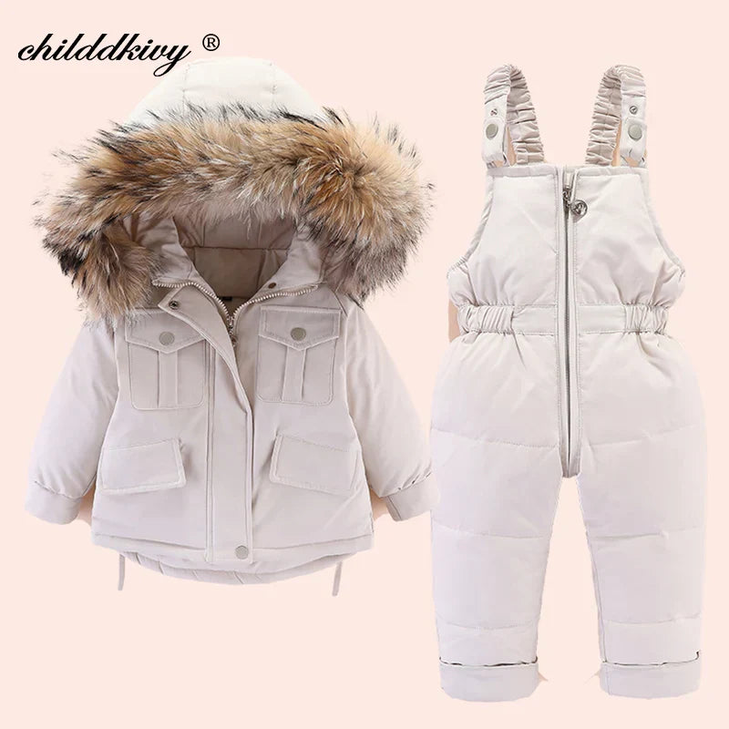 2pcs Set Children Winter Down Jacket and Jumpsuit