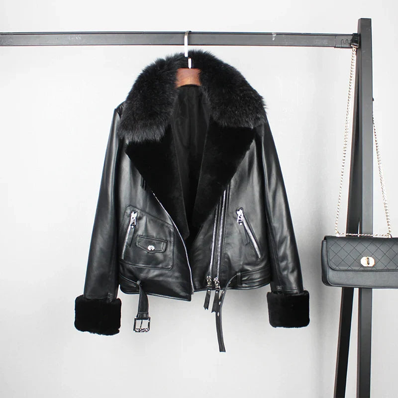 Winter cotton inside thicker warm real sheep leather