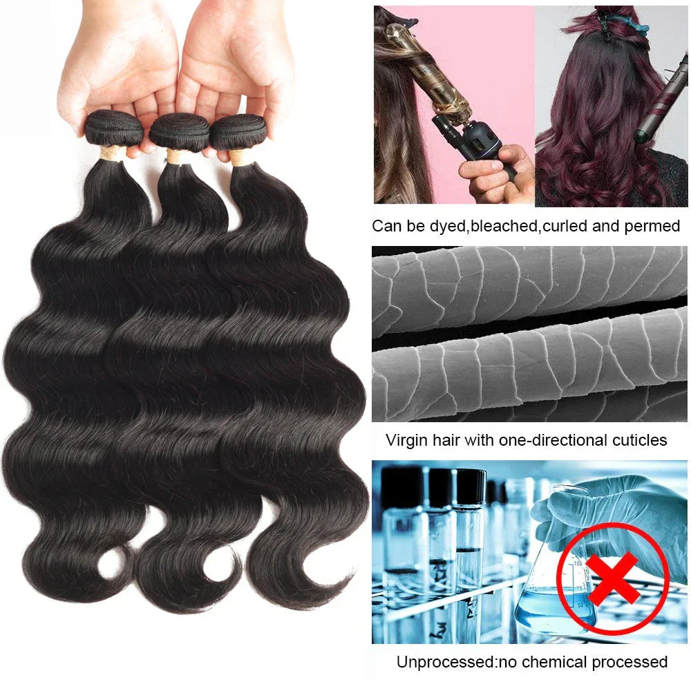 Brazilian Hair Weave Bundles With Frontal 13x4 HD
