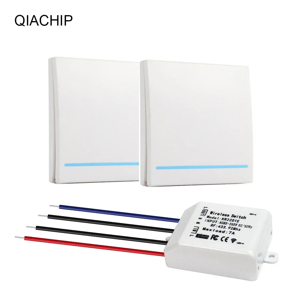 QIACHIP 433.92MHz AC 220V 1 CH Wall Panel