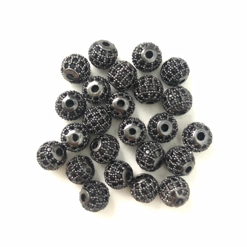 20pcs 6mm Cubic Zirconia Paved Brass Ball Spacer