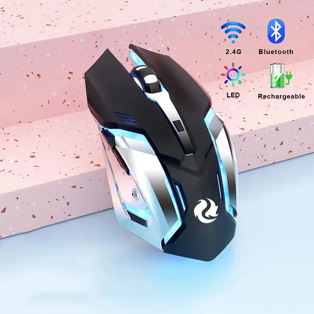 Gaming Mouse Rechargeable 2.4GWireless Bluetooth Mouse Mute Ergonomic